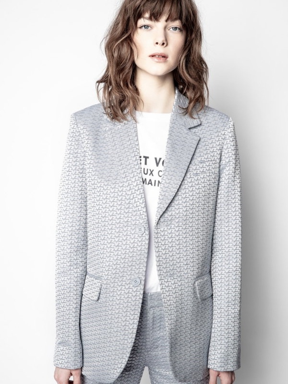 Zadig & Voltaire Women’s Blue ZV Monogram Jacquard Suit Blazer